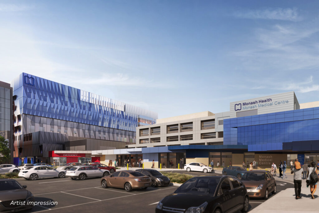 An artist impression of the new tower at Monash Medical Centre