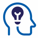 Icon with light globe in a head demonstrating open minded
