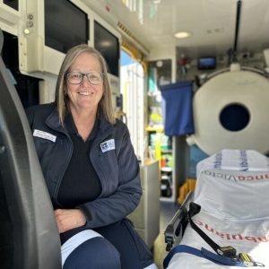 Stroke Nurse Practitioner Jodie Rabaut on the Mobile Stroke Unit.