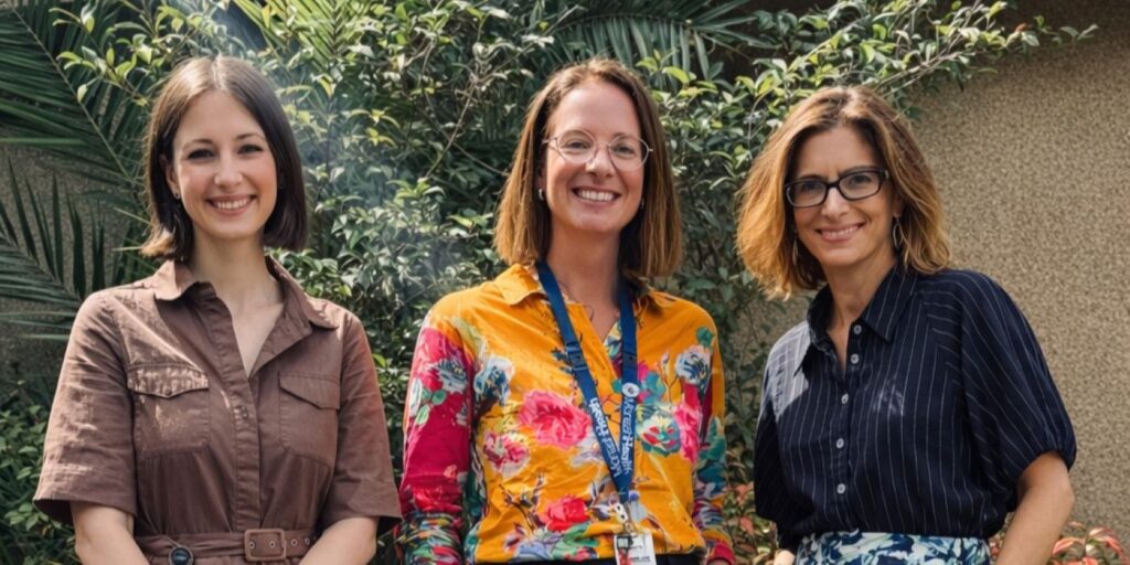 Three individuals from Monash Health’s Mental Health Genetics team smiling at the camera.