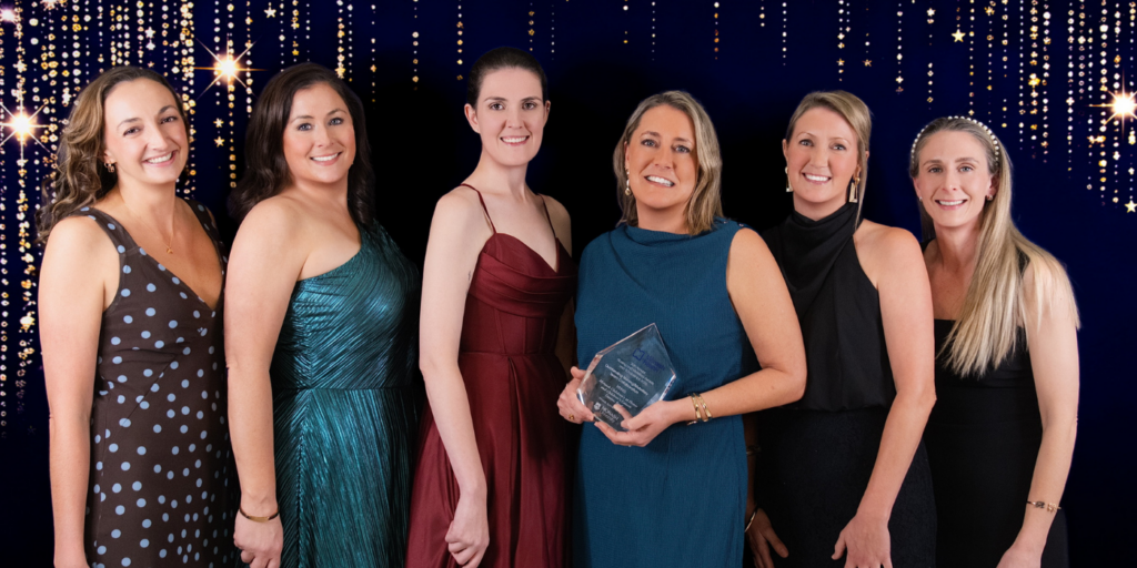 Award winners on dark blue background