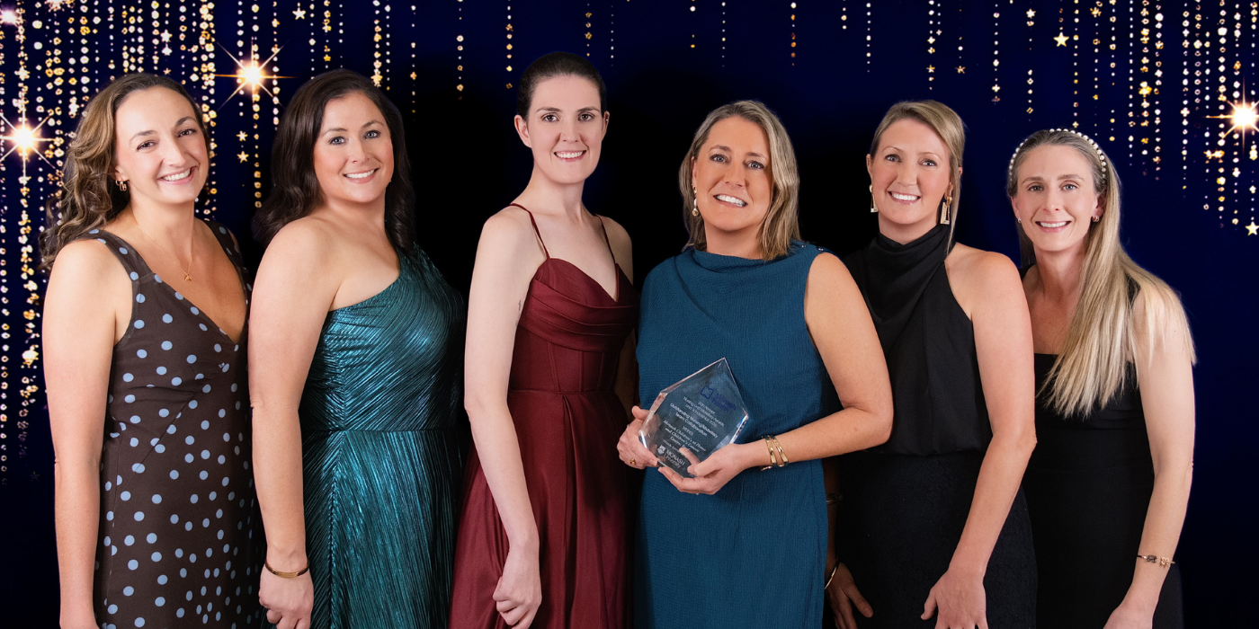 Award winners on dark blue background